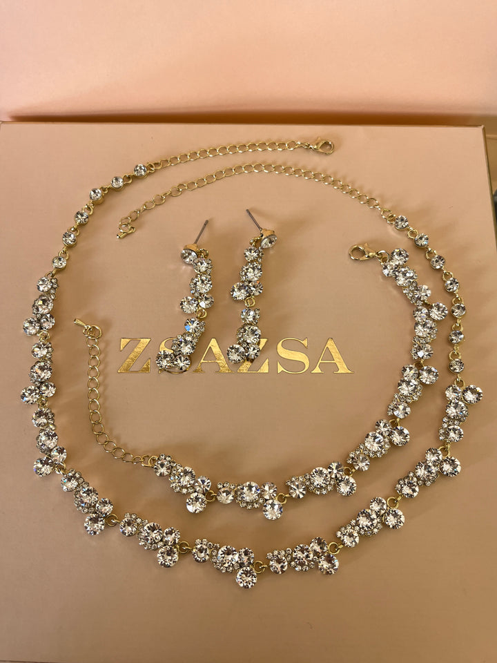 Swarovski crystals mix of shapes gold plated set