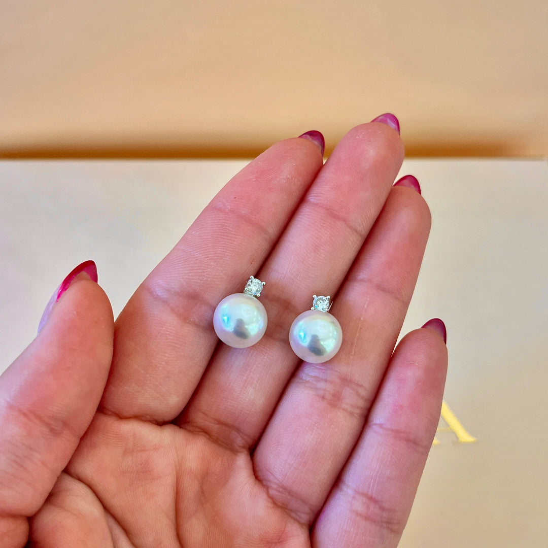 Pearl & zircone sterling silver set