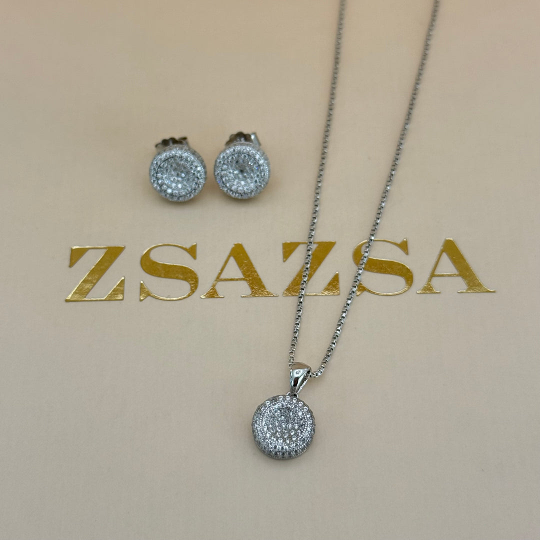 Round zircone sterling silver set