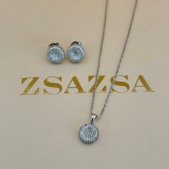 Round zircone sterling silver set
