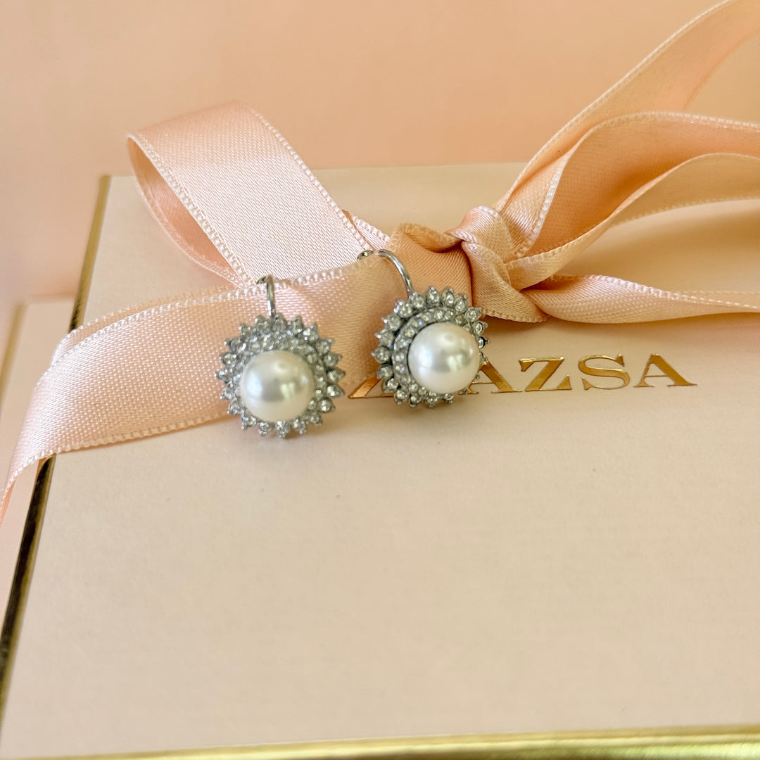 Swarovski crystals & pearls silver hook
