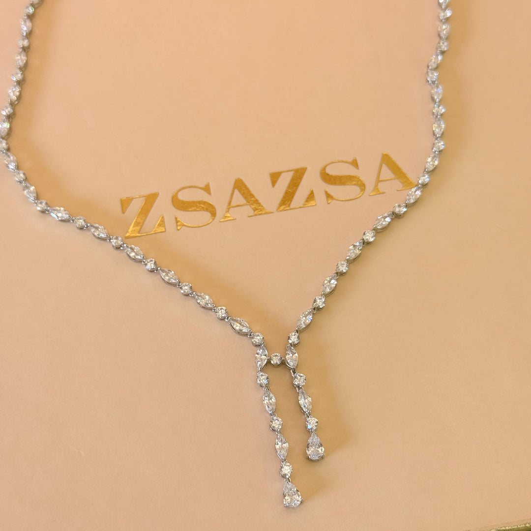 Marquise and teardrop zircone silver set