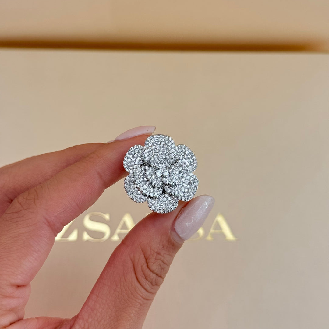 Rosette zircone silver set