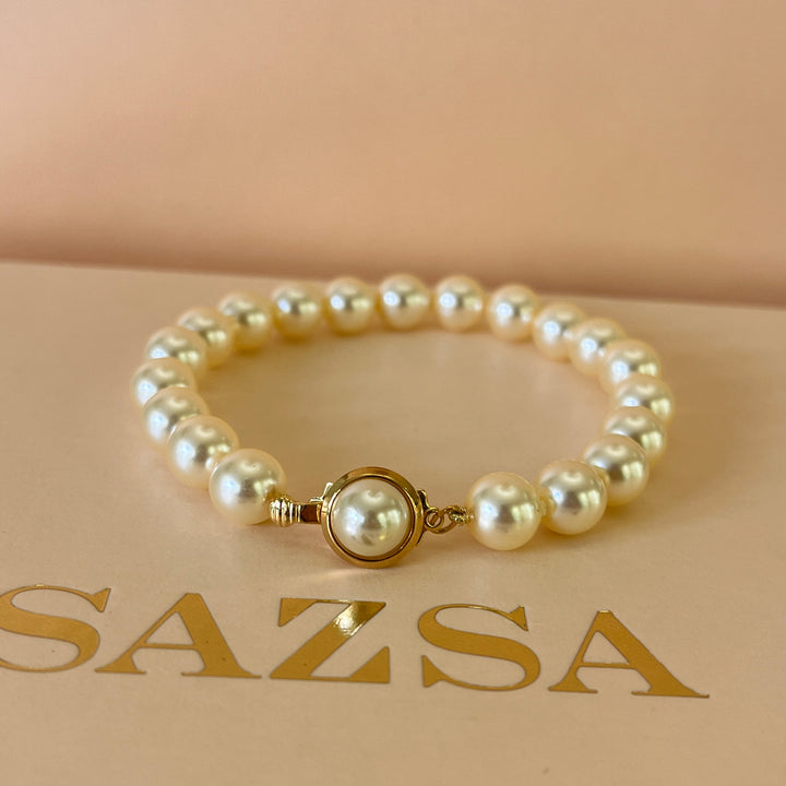 Cream Mallorca pearls gold plated bracelet