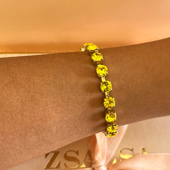 Yellow Swarovski crystals bracelet