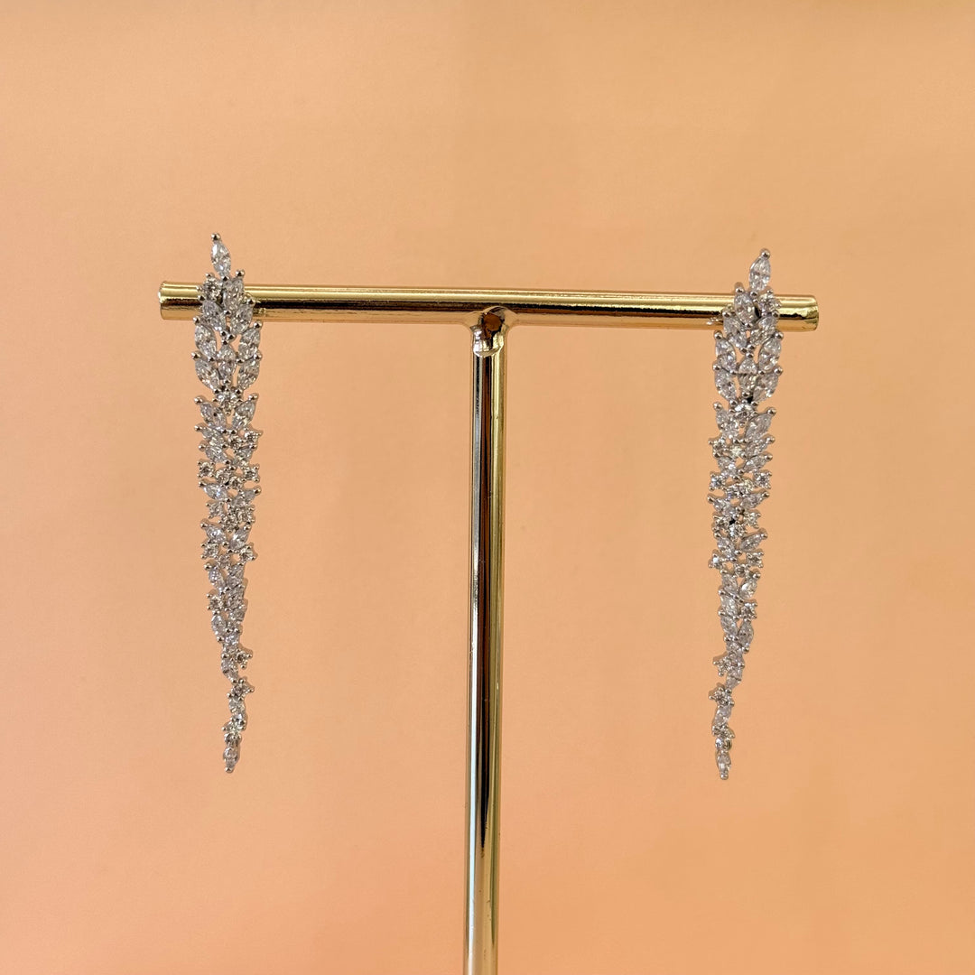 Long marquise zircone silver earrings