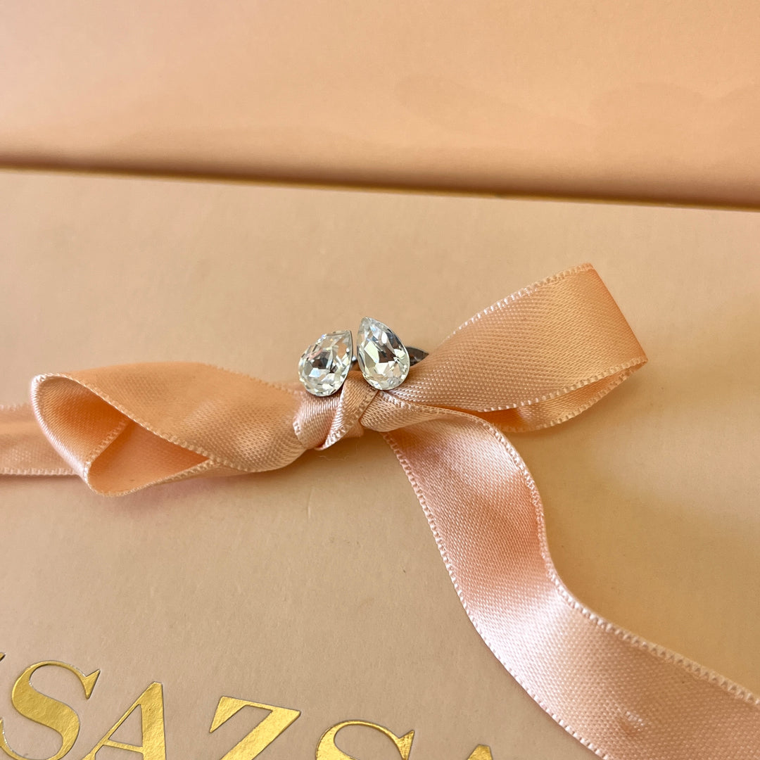Swarovski crystals teardrop white gold plated studs