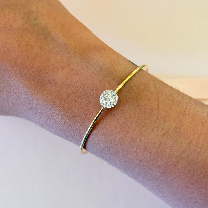 Zircone dainty round gold plated bangle