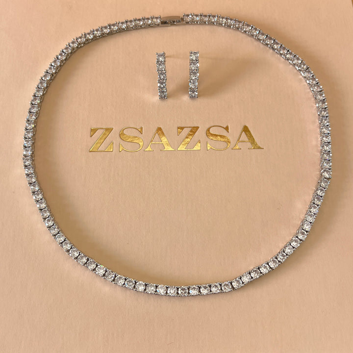 Silver zircone tennis set
