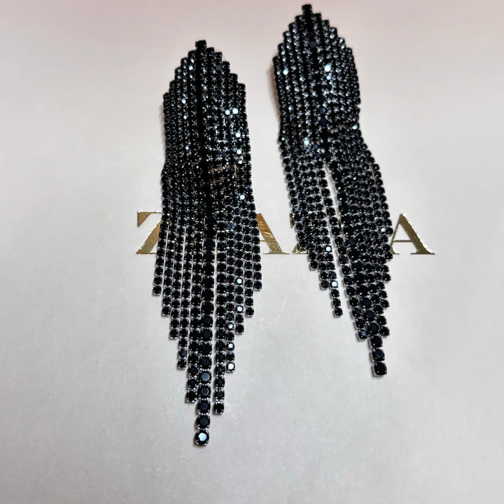 Elegant black long earrings
