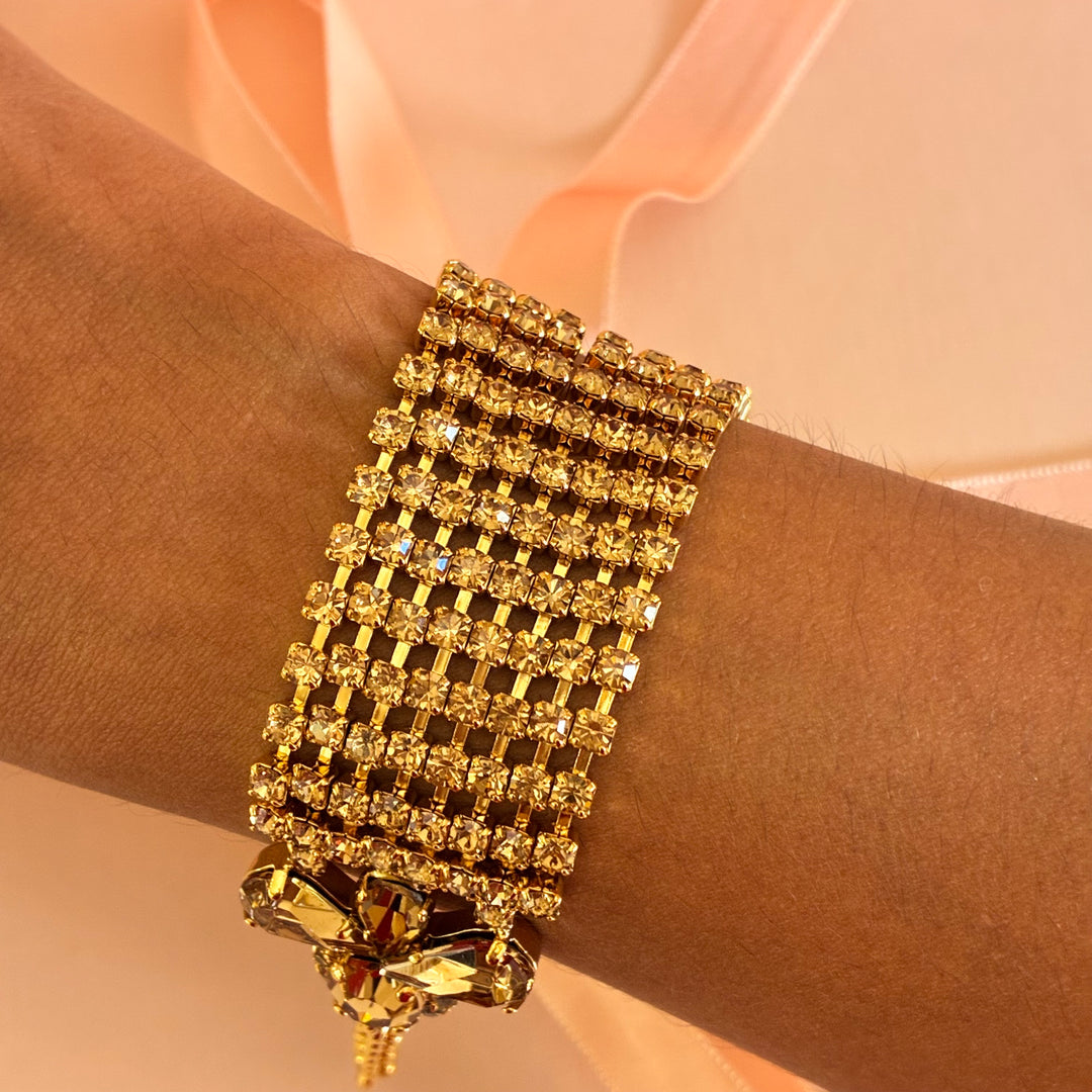 Marquise 8 rows bronze Swarovski crystals bracelet