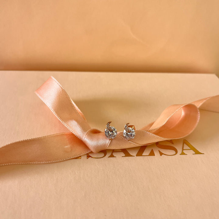 Zircone rose gold plated moon studs