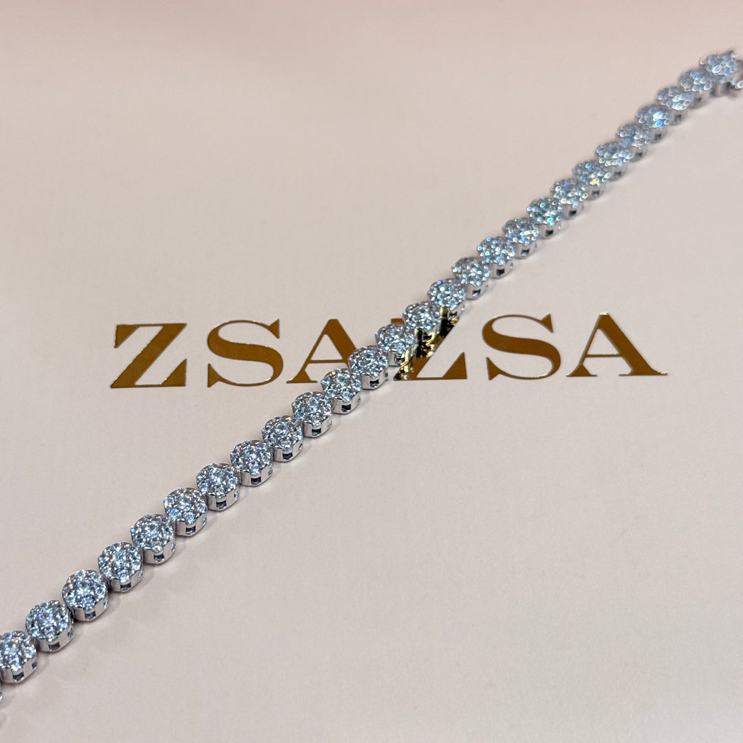 Flowers zircone sterling silver bracelet