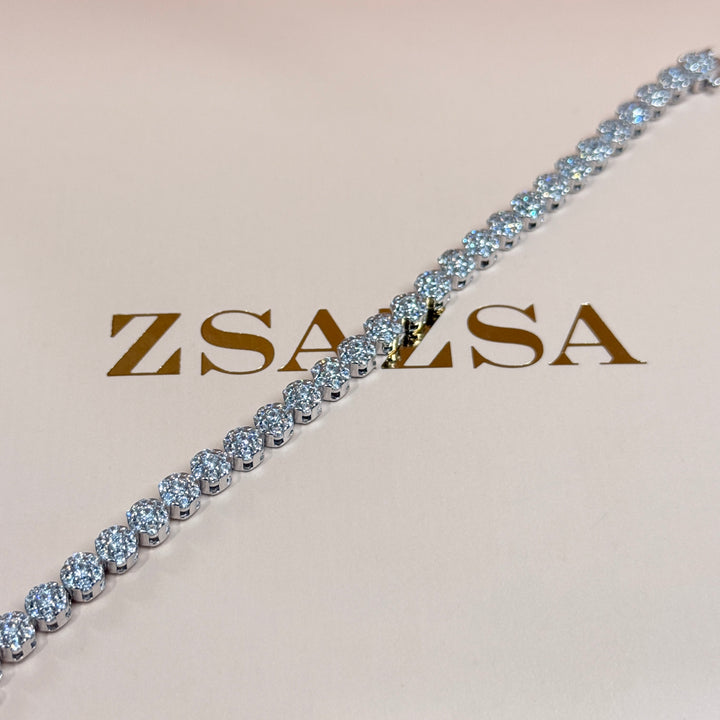 Flowers zircone sterling silver bracelet