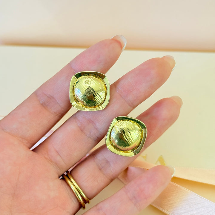 Plain texture gold plated clip on earrings