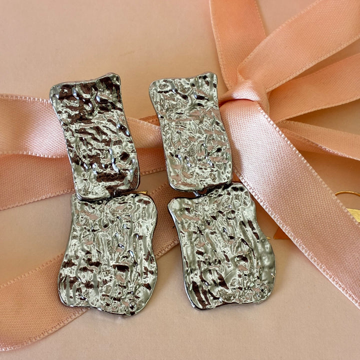 Molten rectangles clip on earrings