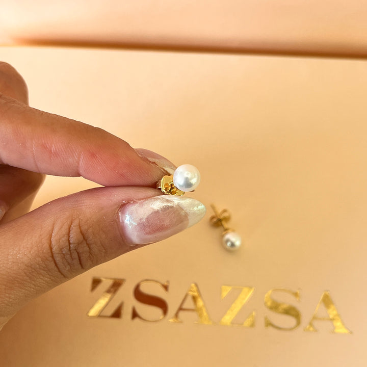 White Mallorca pearls gold plated set