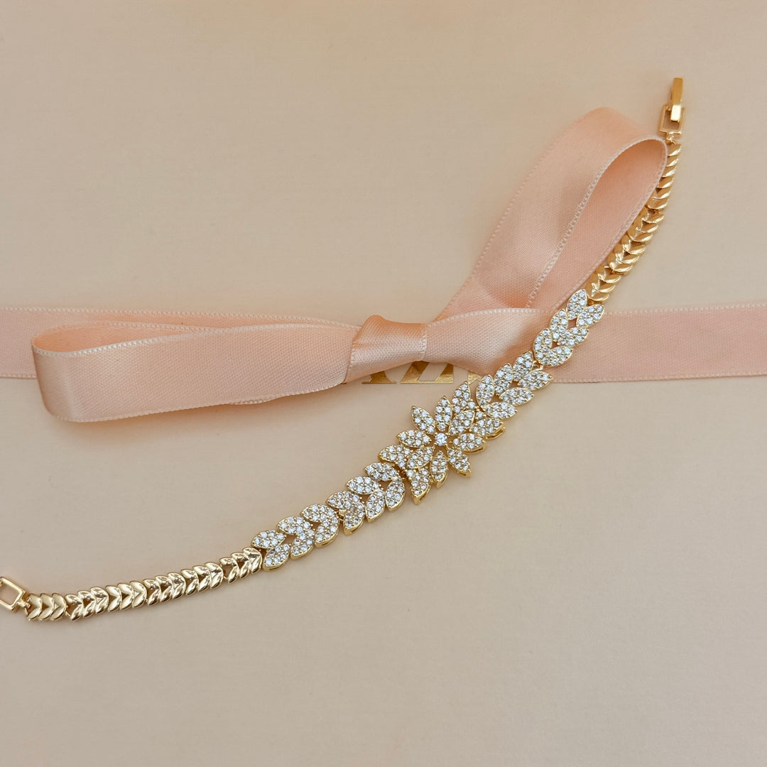 Zircone flower gold plated bracelet