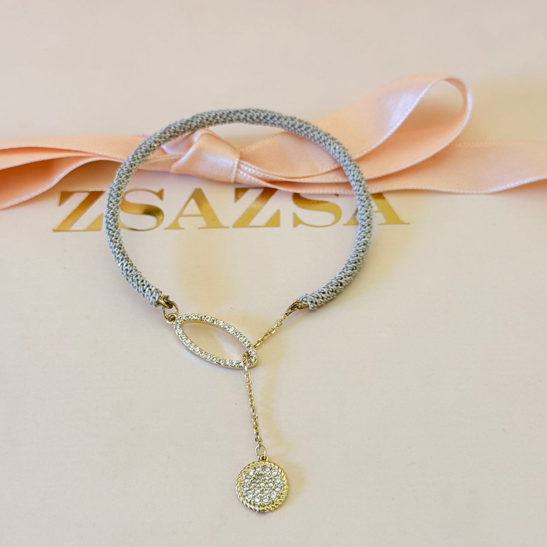 Zircone Braided Cord gold plated bangle