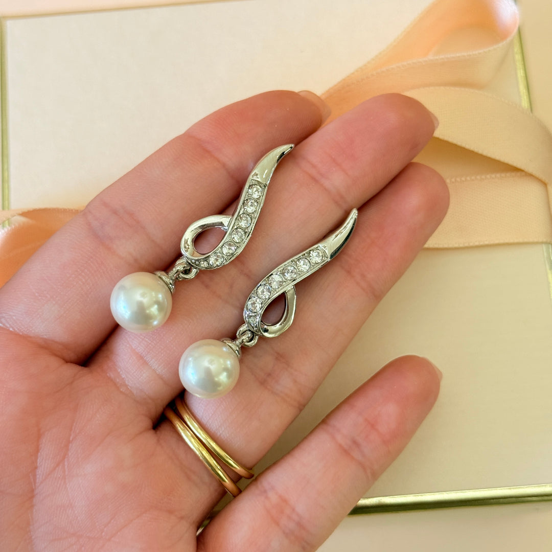 Swarovski crystals pearls silver earrings