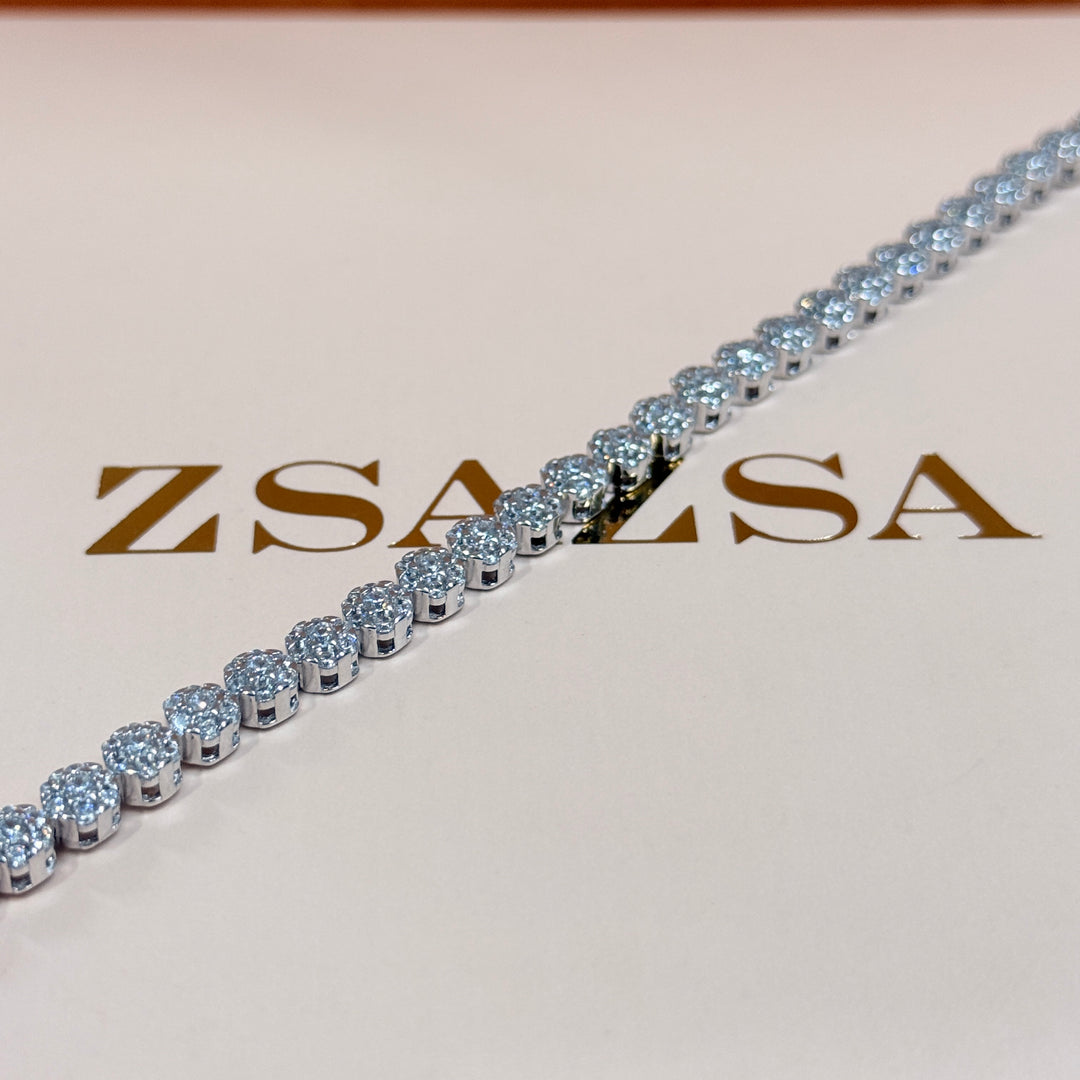 Flowers zircone sterling silver bracelet