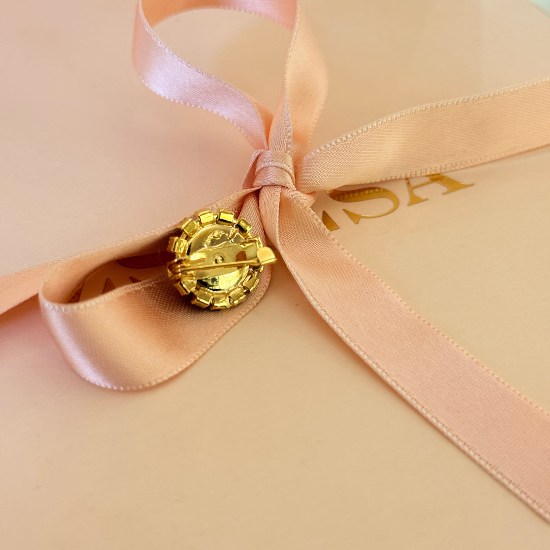 Dainty Royal blue preciosa crystals gold plated brooch