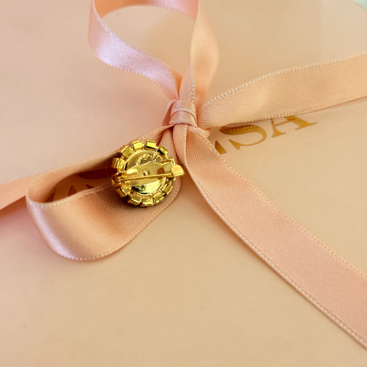 Dainty Royal blue preciosa crystals gold plated brooch