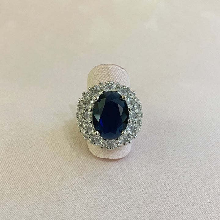 Elegant ring navy blue Swarovski crystal