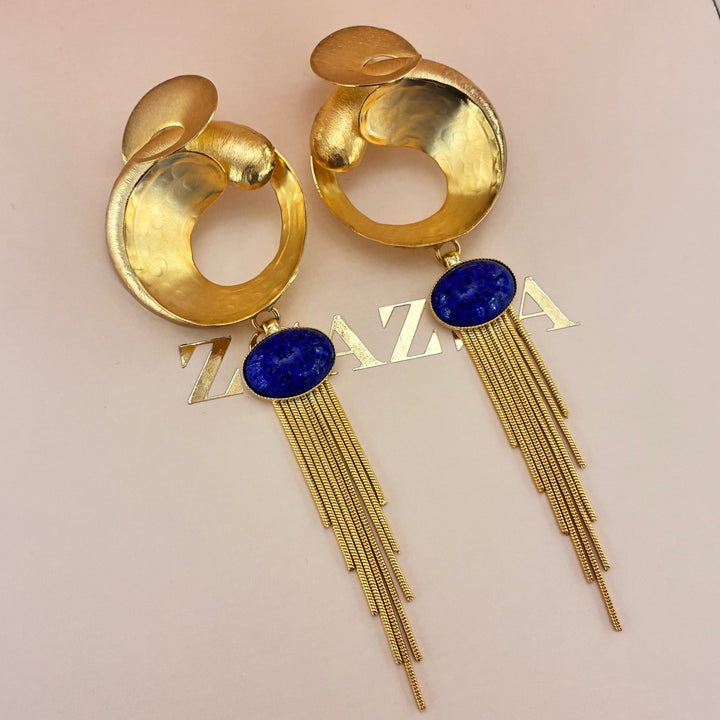 Handmade lapislázuli long earrings