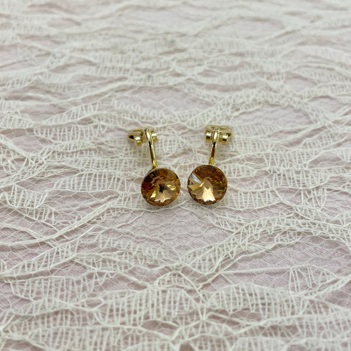 Bronze clips earrings solitaire