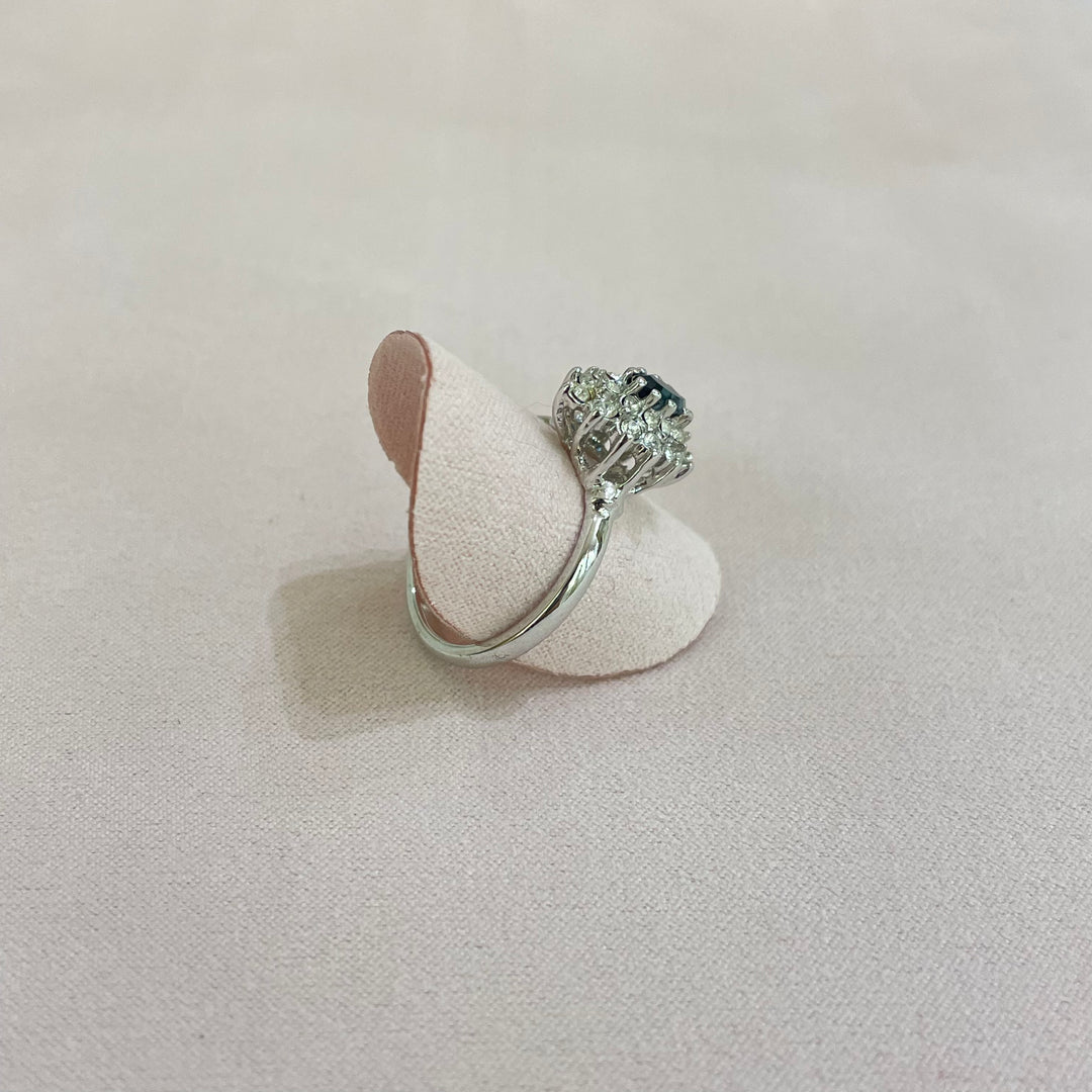 Elegant navy blue CZ Ring