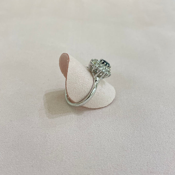 Elegant navy blue CZ Ring