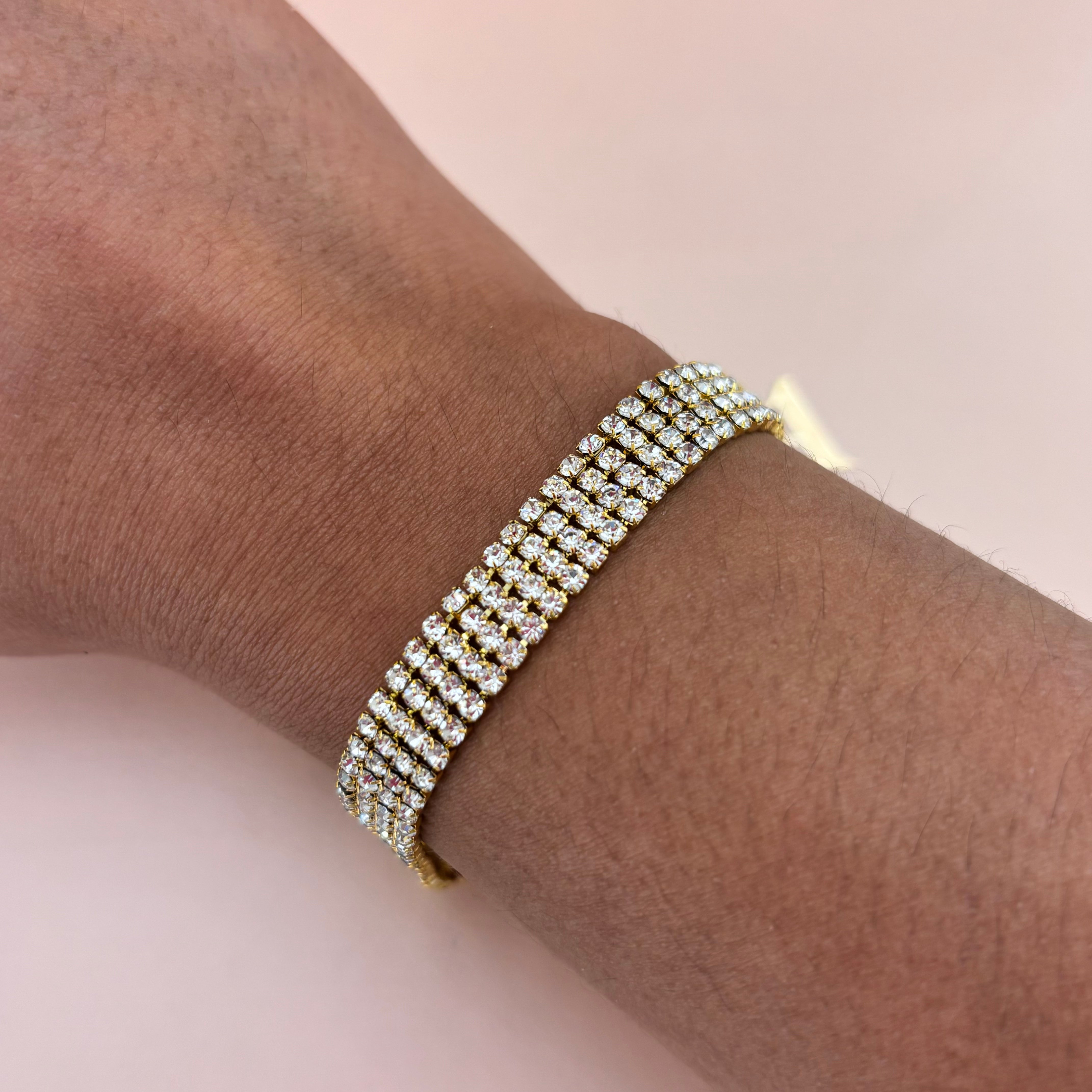 4 rows rhinestone bracelet