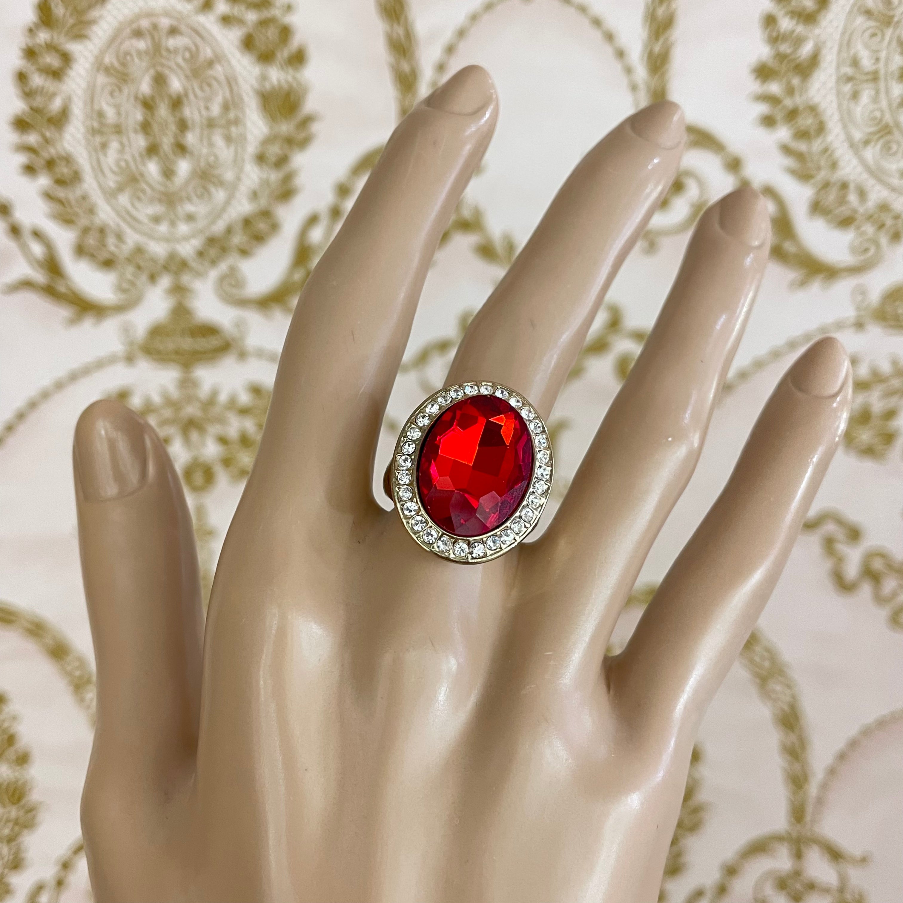 Red Oval rhinestone ring