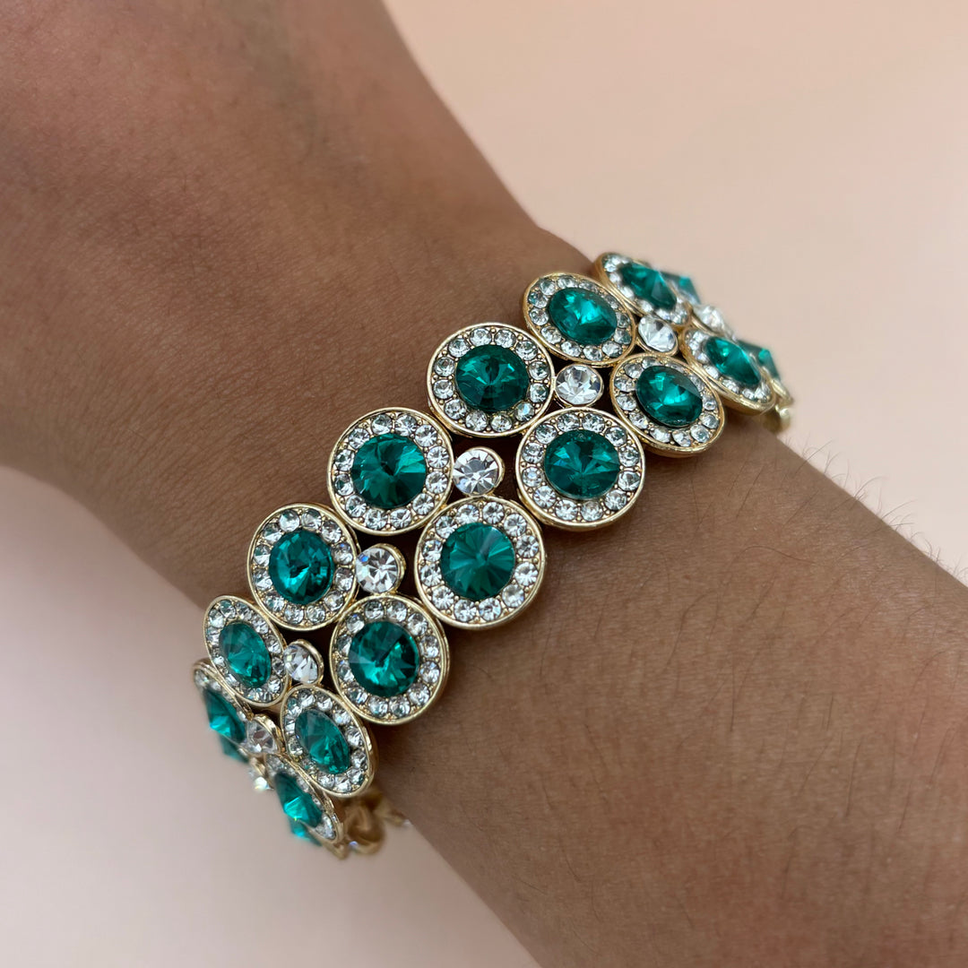 Crystal Bubble Stone Cluster Evening Stretch Bangle