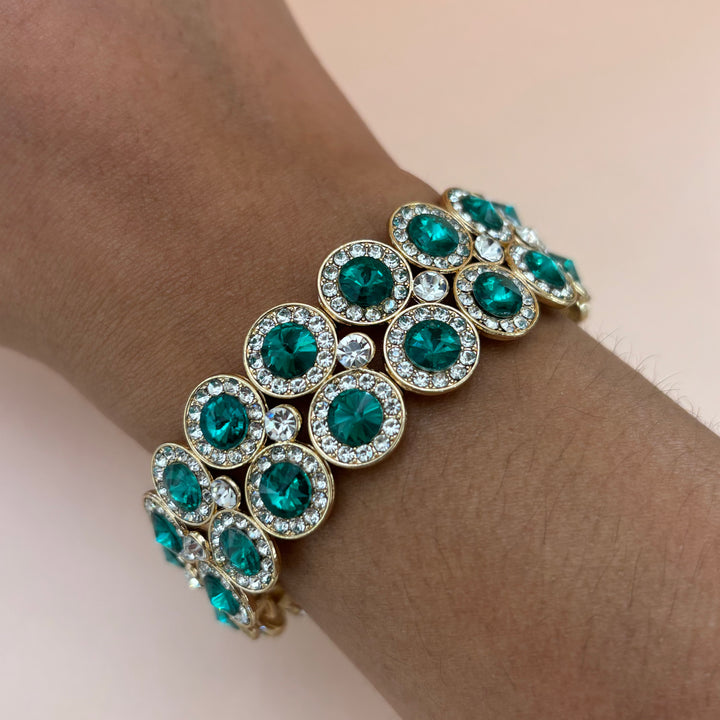 Crystal Bubble Stone Cluster Evening Stretch Bangle