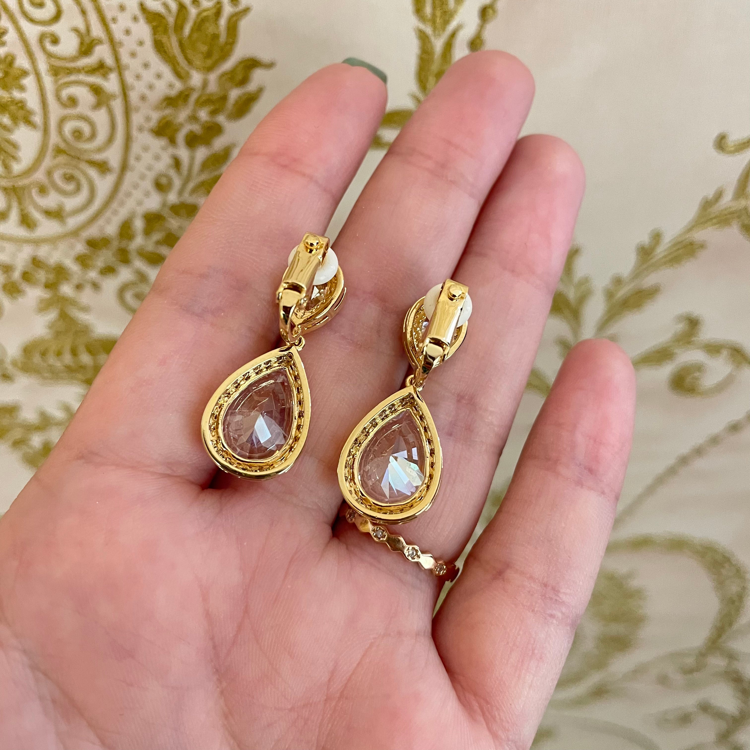 Double teardrop C.Z clips earrings