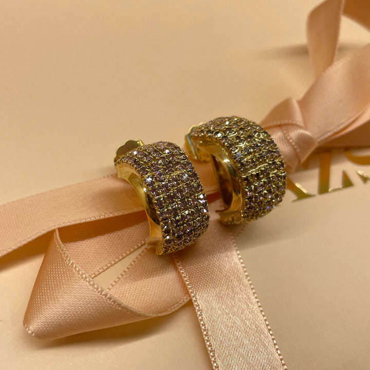 Lilac half Swarovski crystals hoops