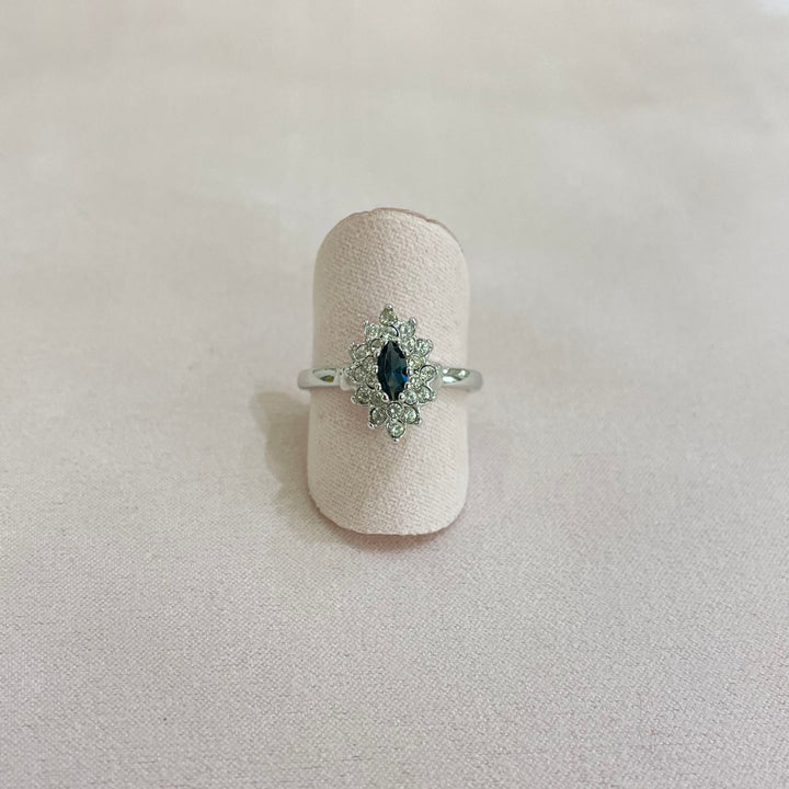 Elegant navy blue CZ Ring