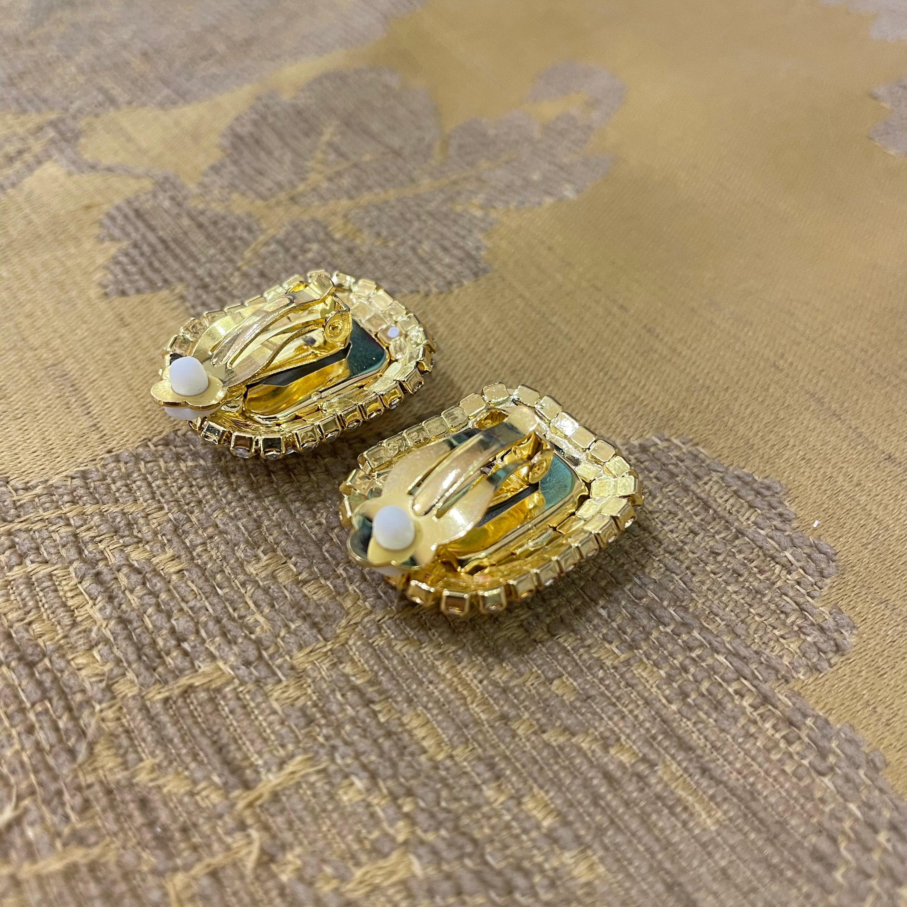 Big stone gold clips earrings