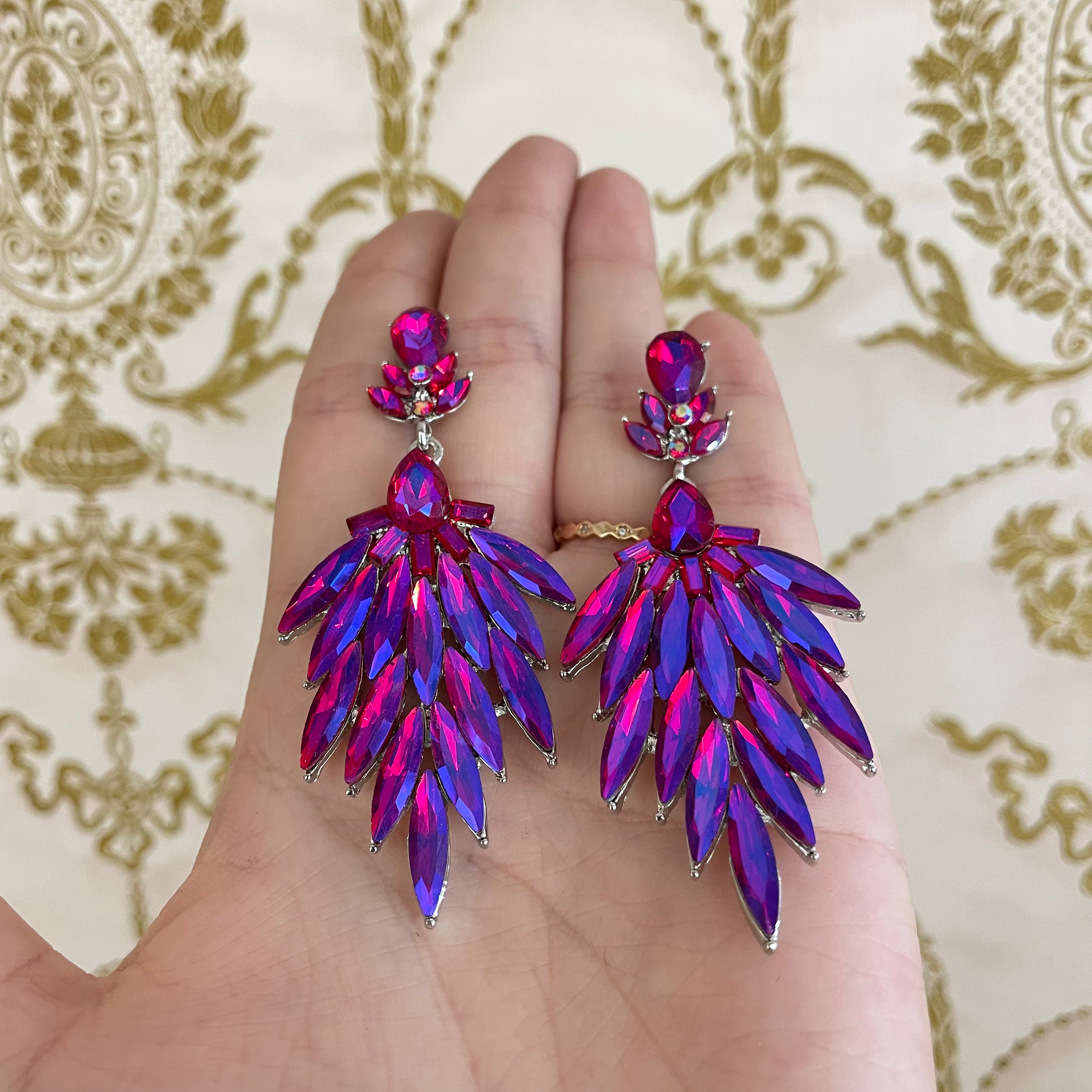 Long multi red earrings