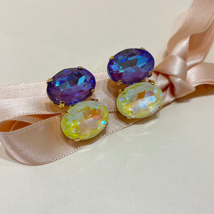 Purple and yellow earrings
