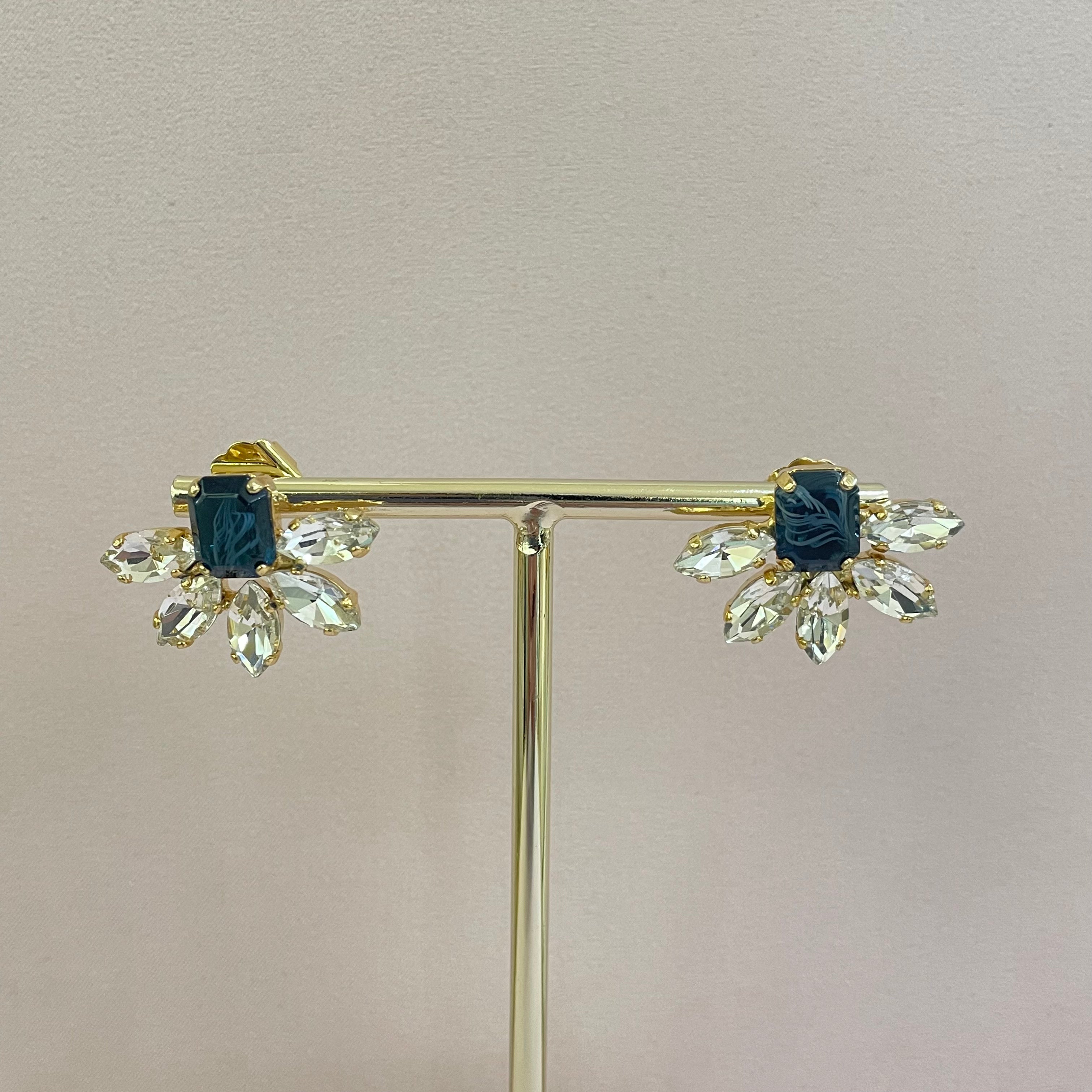 Elegant navy blue Swarovski crystal earrings