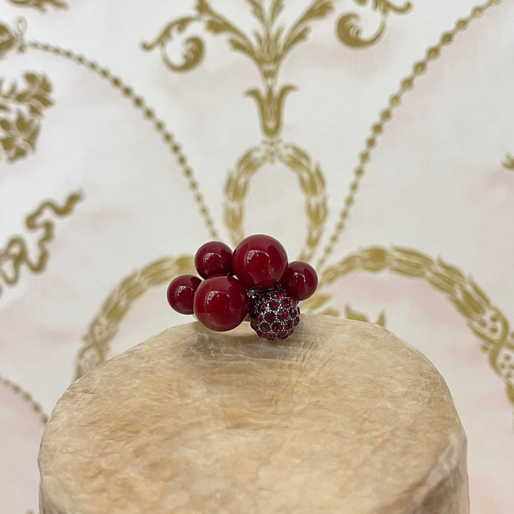 Red pearls C.Z ring