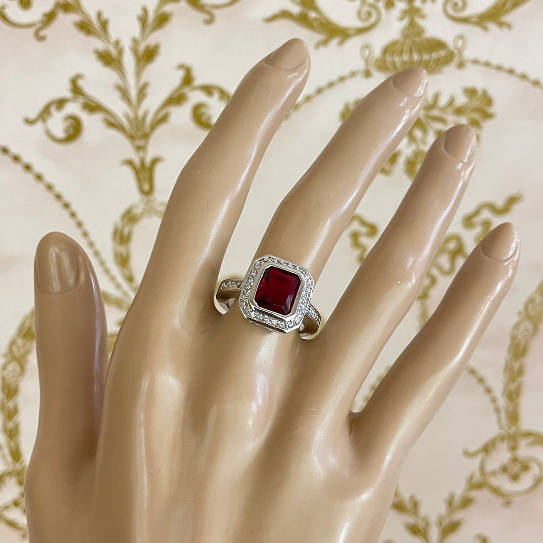Red square elegant C.Z ring