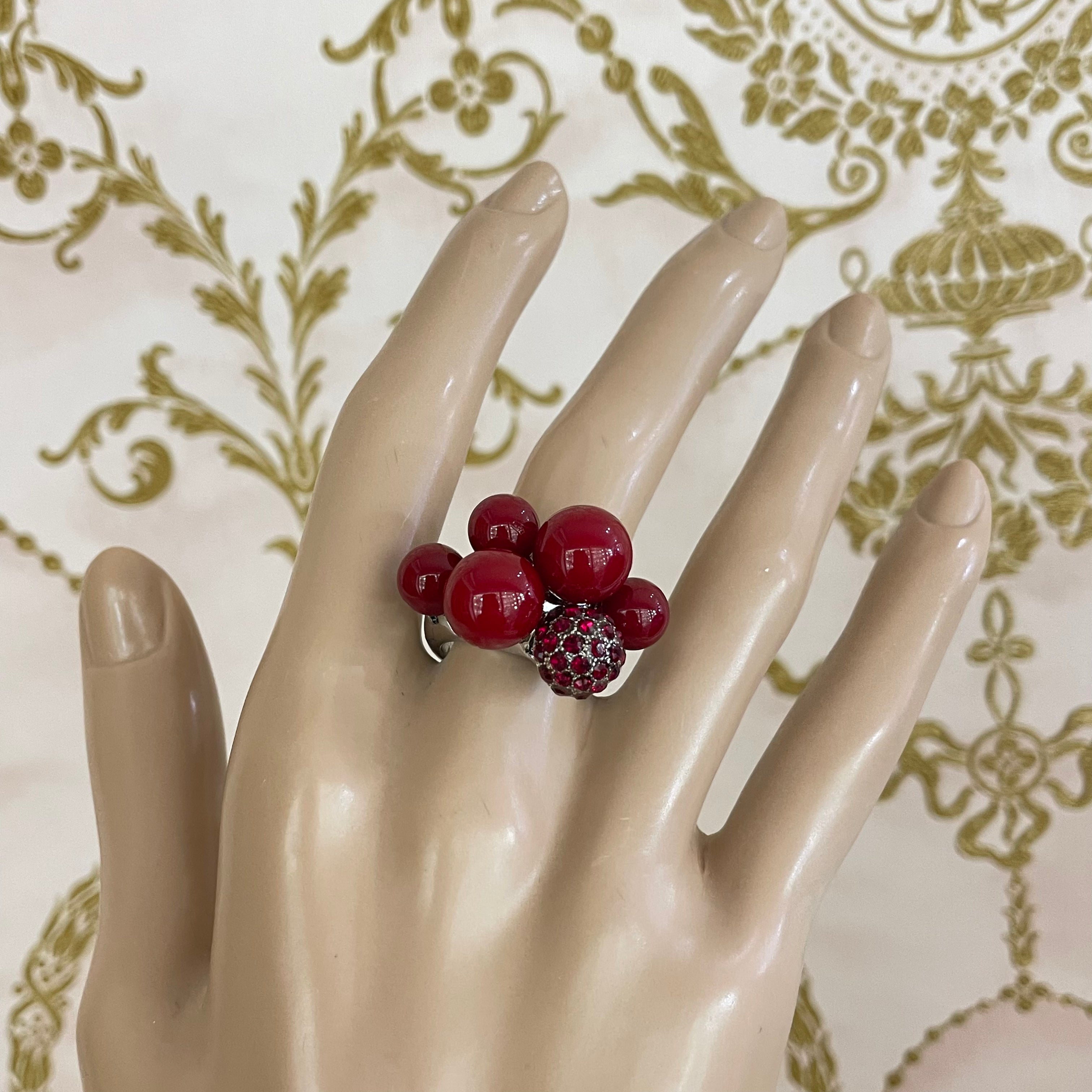 Red pearls C.Z ring