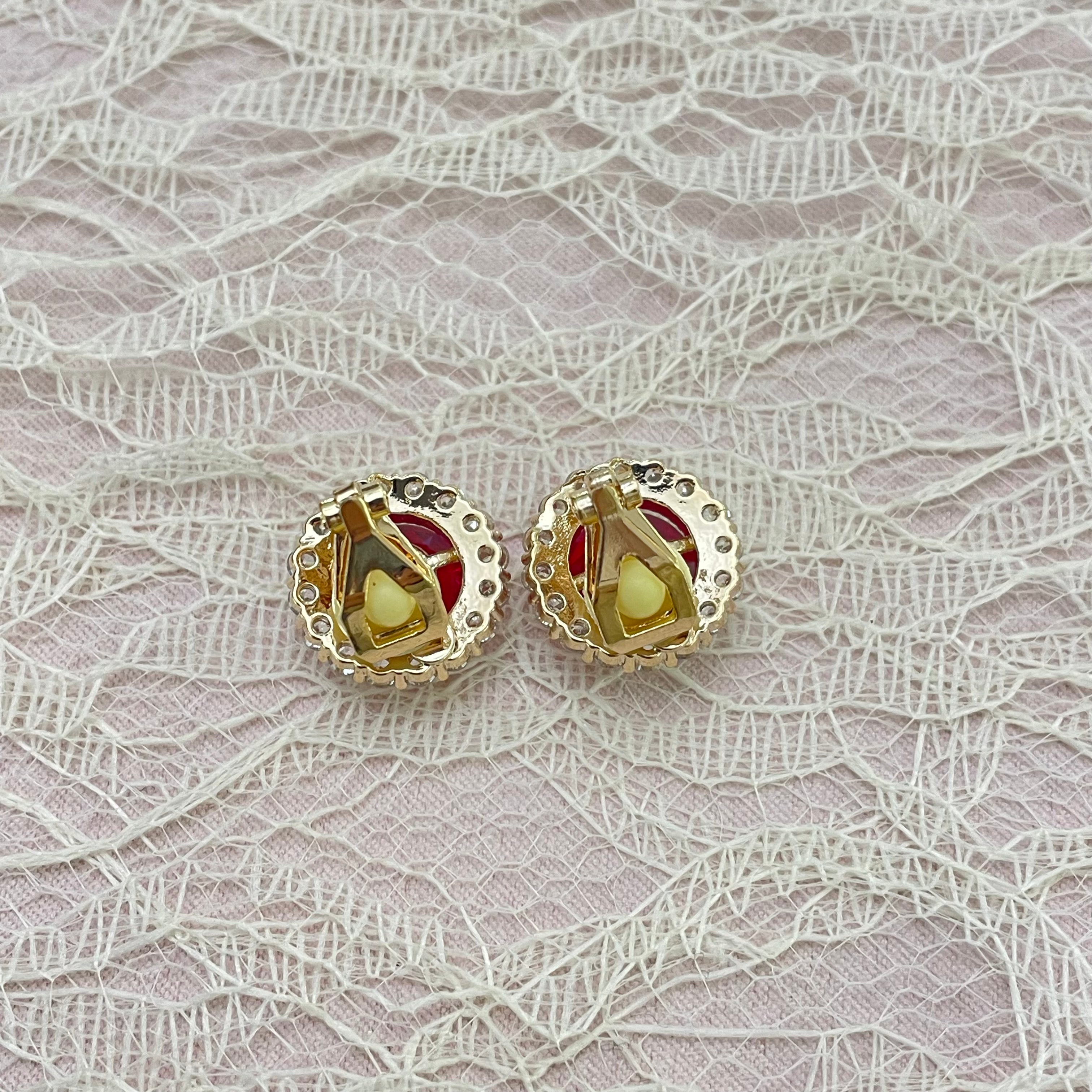 Red C.Z clips earrings