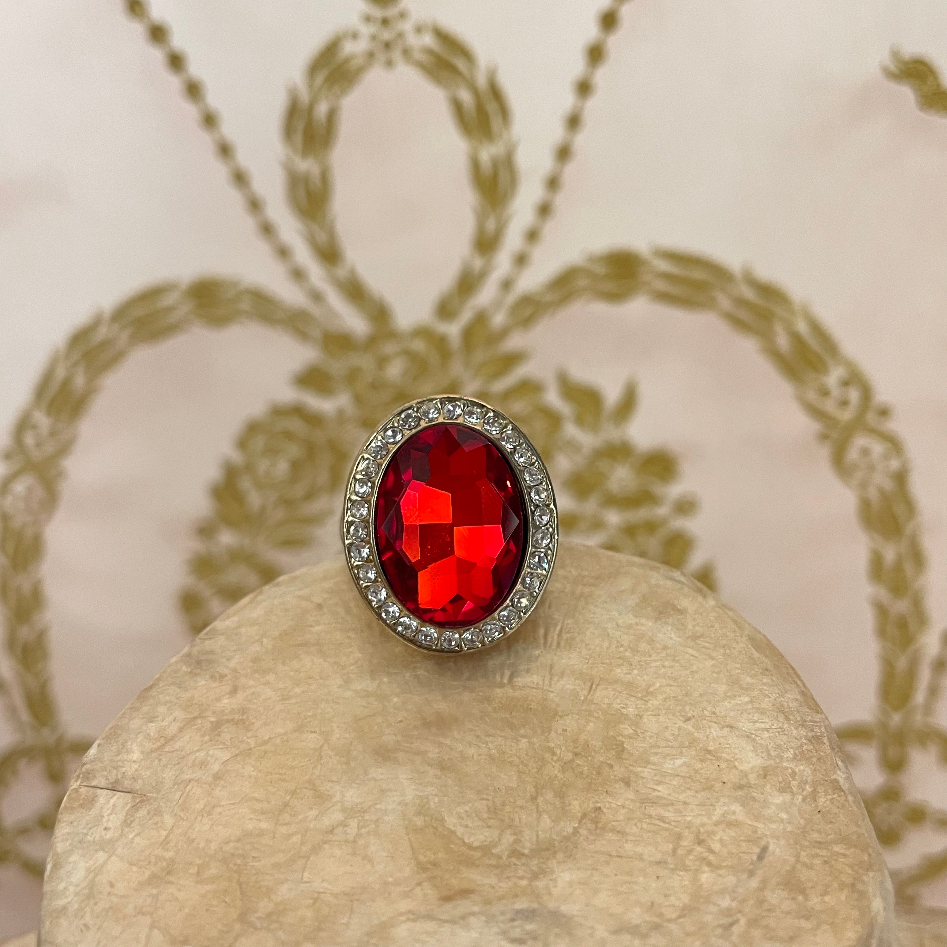 Red Oval rhinestone ring