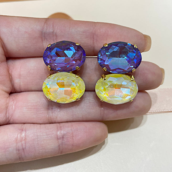 Purple and yellow earrings