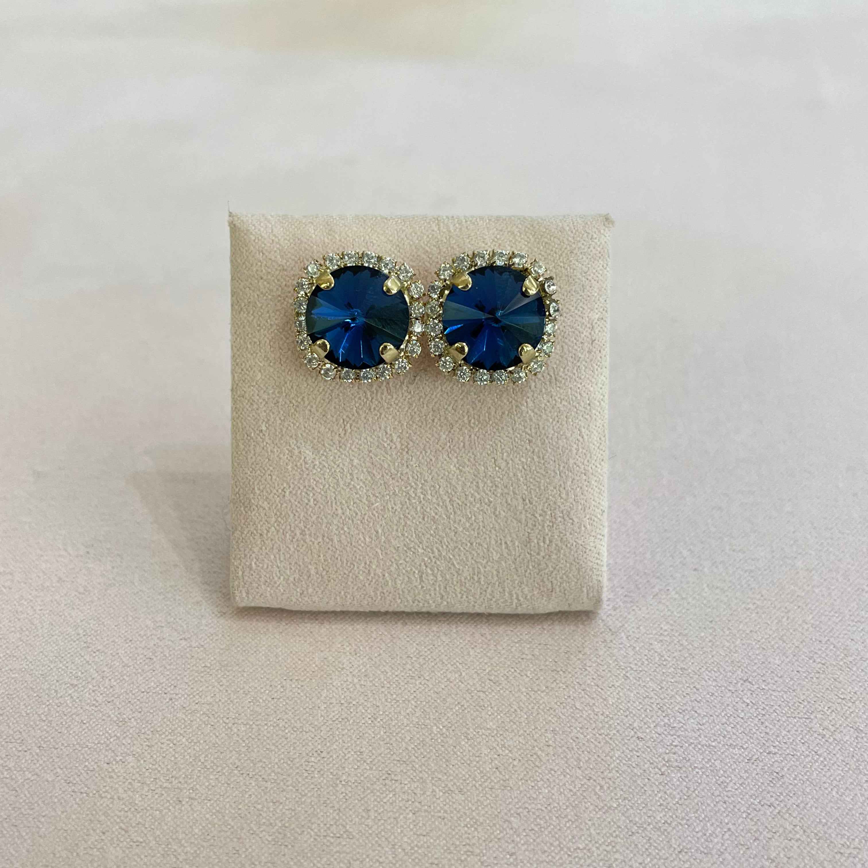 Studs navy blue swarovski crystal earrings